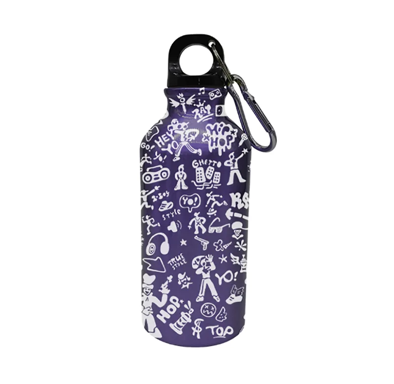 Lila Graffiti Street Art Edelstahl-Sportflasche